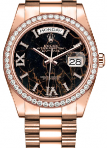 Rolex Unworn 128345rbr-0044 President Day-Date 36mm in Rose Gold with Diamond Bezel 128345rbr-0044