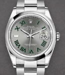 Datejust 36mm in Steel with Domed Bezel on Oyster Bracelet with Wimbledon Dial