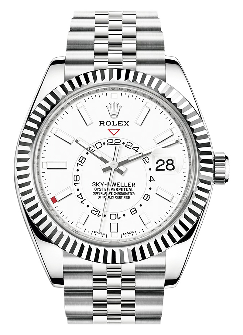 Pre-Owned Rolex Sky Dweller in Stainless Steel with Fluted Bezel        