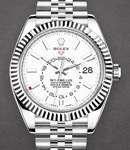 Sky Dweller in Stainless Steel with Fluted Bezel on Steel Jubilee Bracelet with White Stick Dial