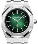 Royal Oak Automatic Extra Thin in Platinum on Platinum Bracelet with Green Dial