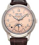 Perpetual Calendar 5320G in White Gold on Brown Crocodile Leather Strap with Rose Gilt Opaline Dial
