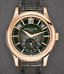Annual Calendar Ref 5205R-011 Moon Phase in Rose Gold on Green Alligator Leather Strap with Green Dial