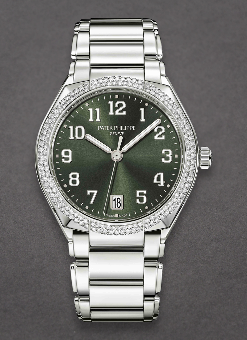 Twenty 4 in Steel with Diamond Bezel on Stainless Steel Bracelet with Green Dial 7300 1200A 011