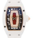 RM 07-01 Automatic in ATZ White Ceramic on White Rubber strap with Black Gem-Set dial