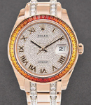 Masterpiece 39mm in Rose Gold with Diamond Bezel on Pearlmaster Diamond Bracelet with Pave Diamond Dial - Roman Markers