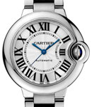 Ballon Bleu 33mm Quartz in Steel on Steel Bracelet with Silver Opaline Roman Dial