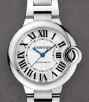 Ballon Bleu 33mm Quartz in Steel on Steel Bracelet with Silver Opaline Roman Dial