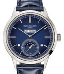 Perpetual Calendar Moonphase Automatic in Platinum on Blue Crocodile Leather Strap with Blue Dial
