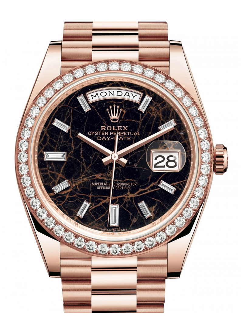 Rolex Unworn Day Date Perpetual 40mm in Rose Gold with Diamond Bezel