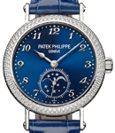 7121 Ladies Complicated Moon Phase in White Gold with Diamond Bezel on Blue Crocodile Leather Strap with Blue Sunburst Dial