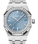Royal Oak 50th anniversary 37mm  in Steel with Diamond Bezel on Steel Bracelet with Sky Blue Tapisserie Dial