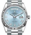 Day-Date Platinum President with Fluted Bezel on President Bracelet with Glacier Blue Roman Dial