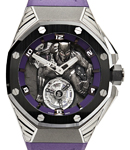 Royal Oak Concept Black Panther Flying Tourbillon in Titanium with Ceramic Bezel on Purple Rubber Strap with Skeleton Dial