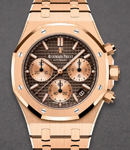 Royal Oak Chronograph 41mm in Rose Gold on Rose Gold Bracelet with Brown Dial and RG Subdials