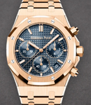 Royal Oak Chronograph 41mm in Rose Gold On Rose Gold Bracelet with Blue Grande Tapisserie Dial