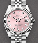 Mid Size 31mm Datejust in Steel with Fluted Bezel  on Bracelet with Pink Diamond Dial