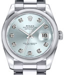 Lady's President 26mm in Platinum with Domed Bezel on Bracelet with Ice Blue Diamond Dial