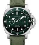 PAM 1287 - Submersible 44mm in Steel with Green Bezel on Green Canvas Strap with Green Dial