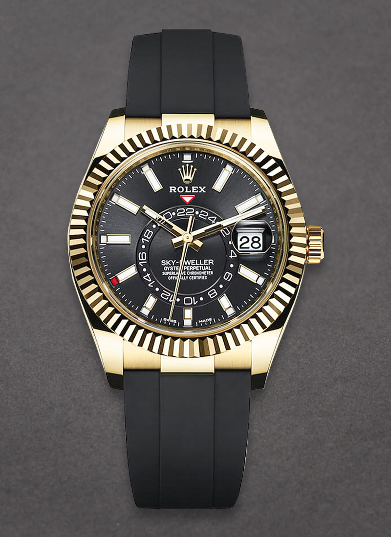 Pre-Owned Rolex Sky Dweller in Yellow Gold with Fluted Bezel