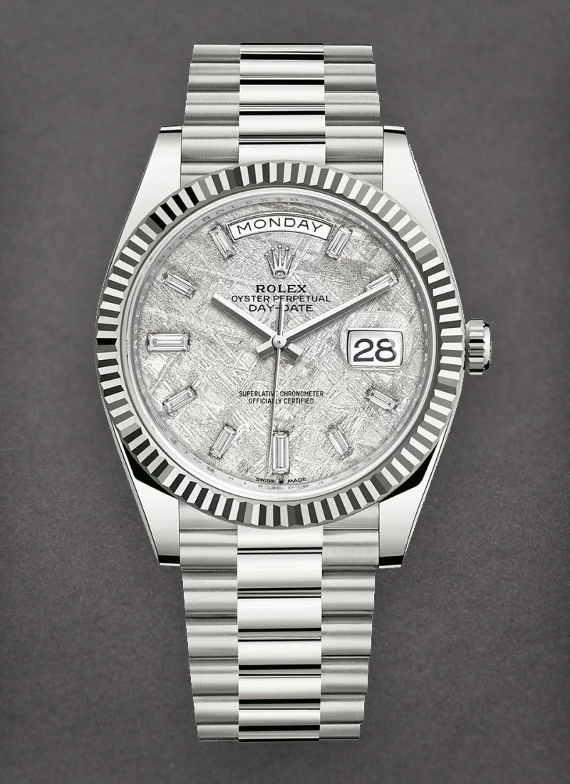 Pre-Owned Rolex President Day Date 40mm in White Gold with Fluted Bezel