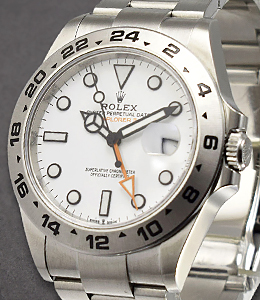 Explorer II in Steel with Engrave Bezel on Oyster Bracelet with White Dial