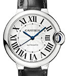 Ballon Bleu de Cartier in Steel on Black Crocodile Leather Strap with Silver Opaline Dial