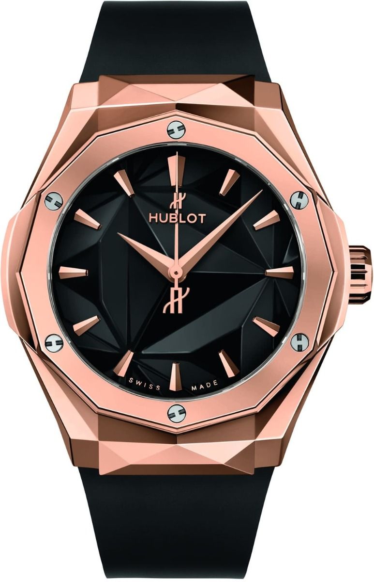 Classic Fusion 40mm in Rose Gold on Black Rubber Strap with Black Dial