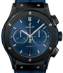 Classic Fusion 40mm in Black Ceramic on Black Alligator & Rubber Strap with Blue Dial