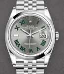 Datejust 36mm in Steel with Domed Bezel on Jubilee Bracelet with Wimbledon Dial