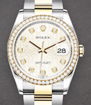 Datejust 36mm in Steel with Yellow Gold Diamond Bezel on Oyster Bracelet with Silver Jubilee Diamond Dial