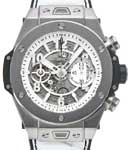 Big Bang Unico 45mm Automatic in Titanium on White Crocodile Leather Strap with Skeleton Dial