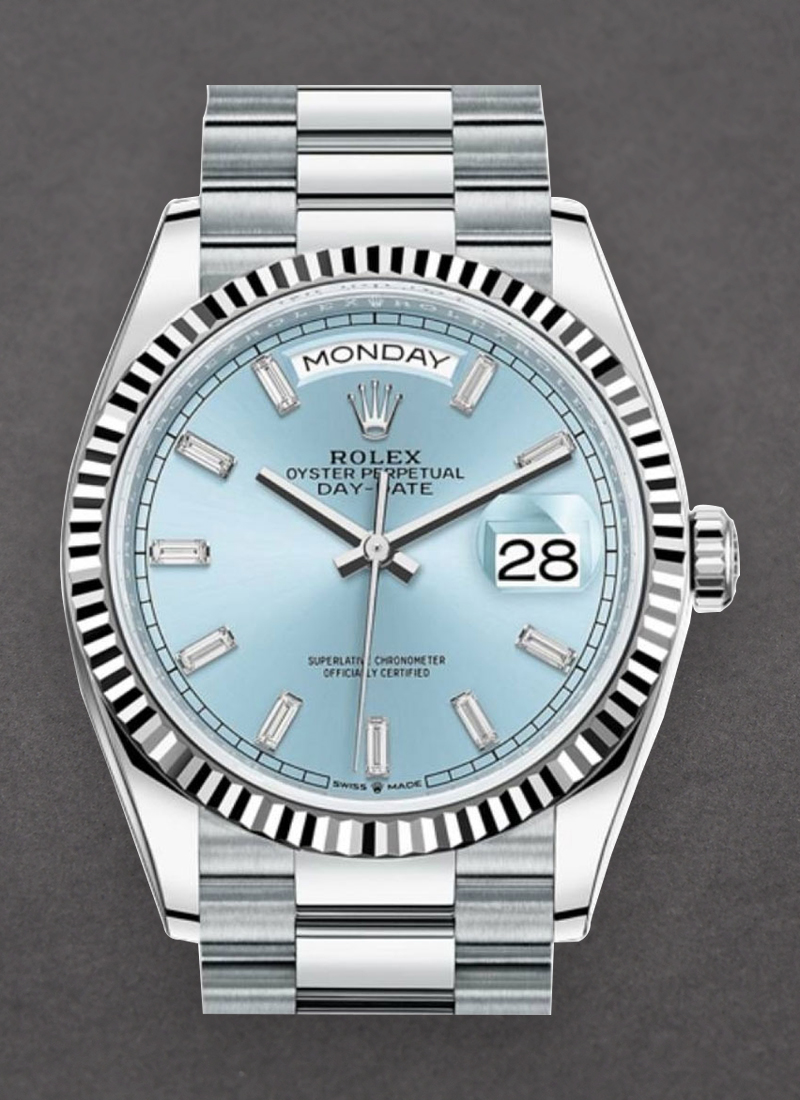 Rolex Unworn Day-Date President in Platinum with Fluted Bezel