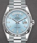 Day-Date President in Platinum with Fluted Bezel on President Bracelet with Glacier Blue Diamond Dial