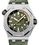 Royal Oak Offshore Diver Chronograph in Steel On Green Rubber Strap with Green Dial - White Accents