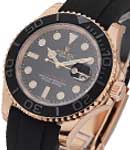 Yacht Master 40mm in Rose Gold with Ceramic Bezel      on Strap with Black Dial