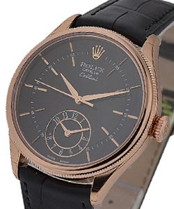 Cellini 39mm in Rose Gold on Black Crocodile Leather Strap with Black Dial