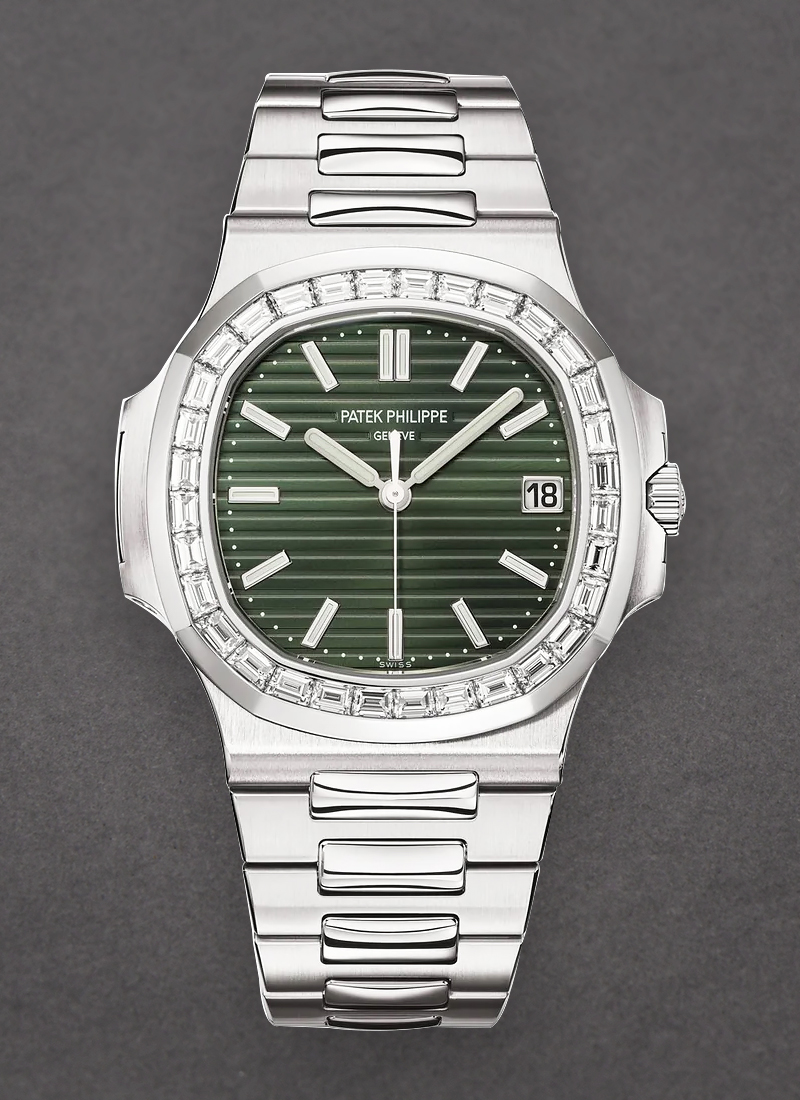 Patek Philippe Nautilus 5711 in Steel with Baguette Diamond Bezel