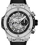 Big Bang Unico 44mm in Titanium with Diamond Bezel on Black Rubber Strap with White Tranparent Dial