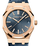 Royal Oak 41mm Automatic in Rose Gold on Blue Crocodile Leather Strap with Blue Dial