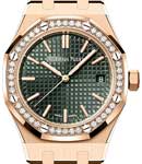 Royal Oak 37mm 50th Anniversary in Rose Gold with Diamond Bezel on Rose Gold Bracelet with Green Dial