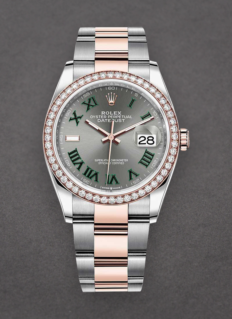 Pre-Owned Rolex Datejust 36mm in Steel with Rose Gold Diamond Bezel