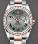 Datejust 36mm in Steel with Rose Gold Diamond Bezel on Oyster Bracelet with Wimbledon Dial