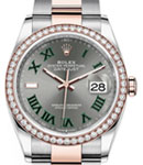 Datejust 36mm in Steel with Rose Gold Diamond Bezel on Oyster Bracelet with Wimbledon Dial