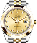 Datejust II 41mm in Steel with Yellow Gold Smooth Bezel on Jubilee Bracelet with Champagne Diamond Dial