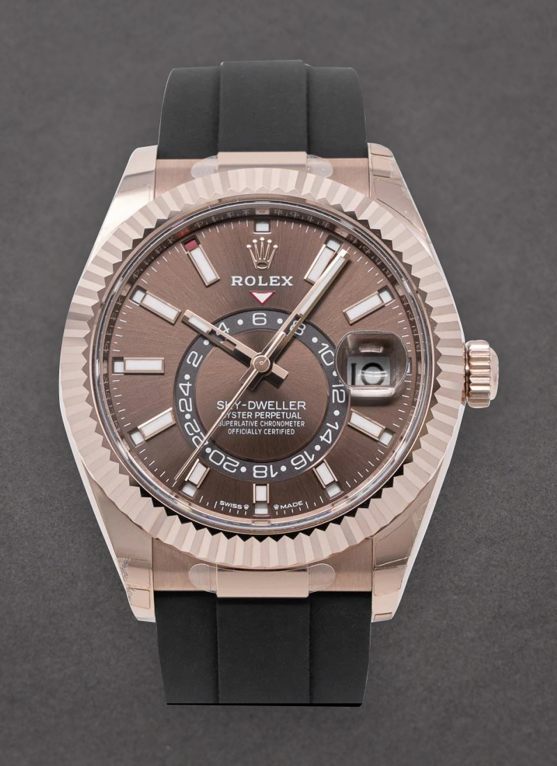 Pre-Owned Rolex Sky Dweller 42mm in Rose Gold with Fluted Bezel