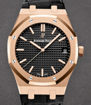 Royal Oak 50th Anniversary 41mm Automatic in Rose Gold on Black Crocodile Leather Strap with Black Dial
