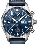 Pilot Chronograph 41mm Automatic in Steel on Blue Calfskin Leather Strap with Blue Dial