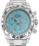 Daytona 40mm in White Gold on Oyster Bracelet with Turquoise Roman Dial
