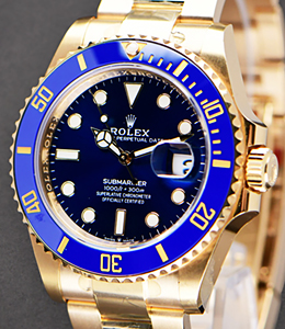 Submariner 41mm in Yellow Gold with Blue Ceramic Bezel on Bracelet with Blue Dial